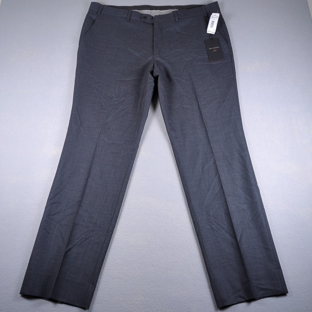 John Varvatos Dress Pants Mens 38x32 Gray Houndstooth Wool Blend Classic Fit NWT
